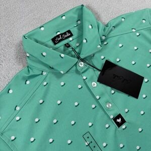 Bad Birdie Pique Polo Shirt Mens Medium Dusty Jade Aim Point Golf Ball Print